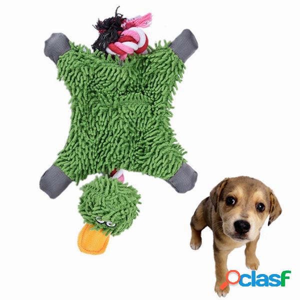 Pet Dog Knot Toy Cute Papa Duck Plush Chew Toy Durable Rope