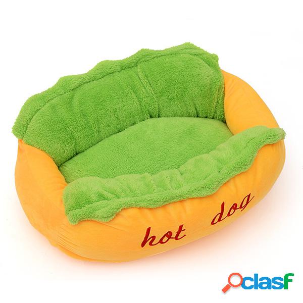 Pet Hot Dog Forma Almofada de Cama Puppy Resist Suja e Bit