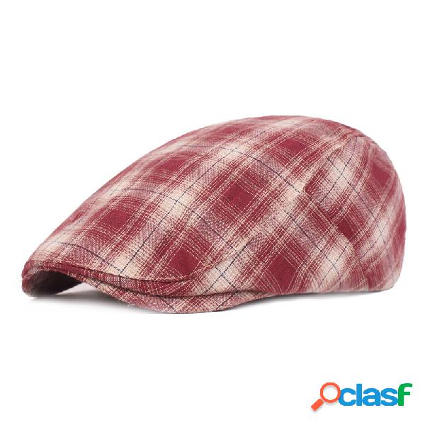 Plaid Stripe Algodão Ajustável Beret Multi-color Golf Cap