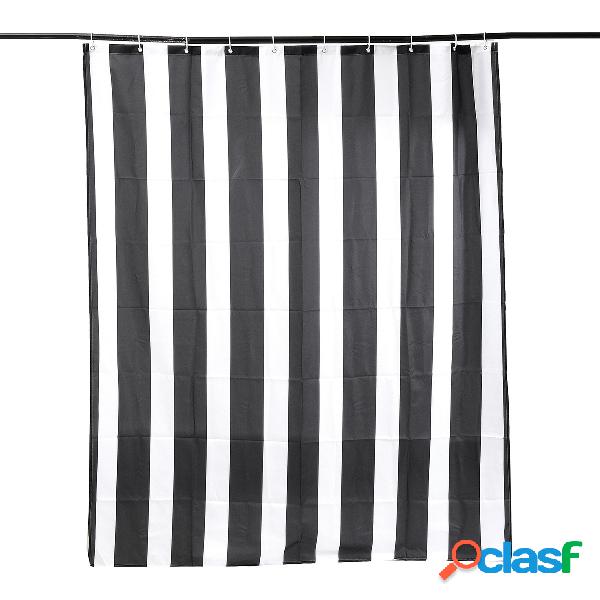 Preto e branco Stripes verticais Waterproof Bathroom Shower