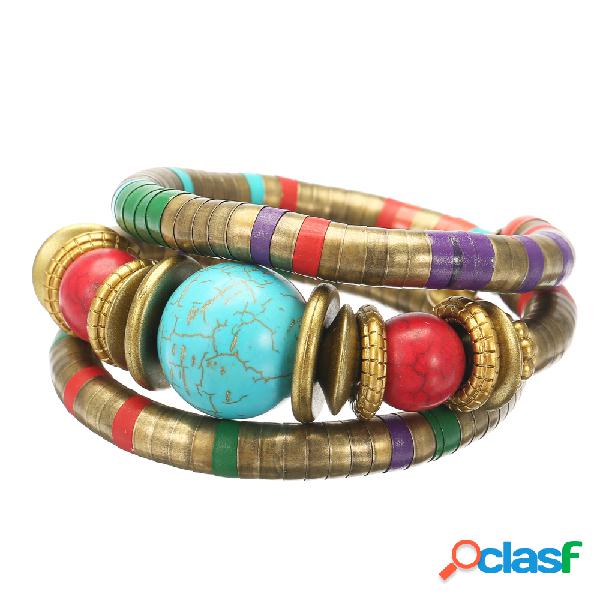 Pulseira Multicamada Boêmica Gotas de Turquesa