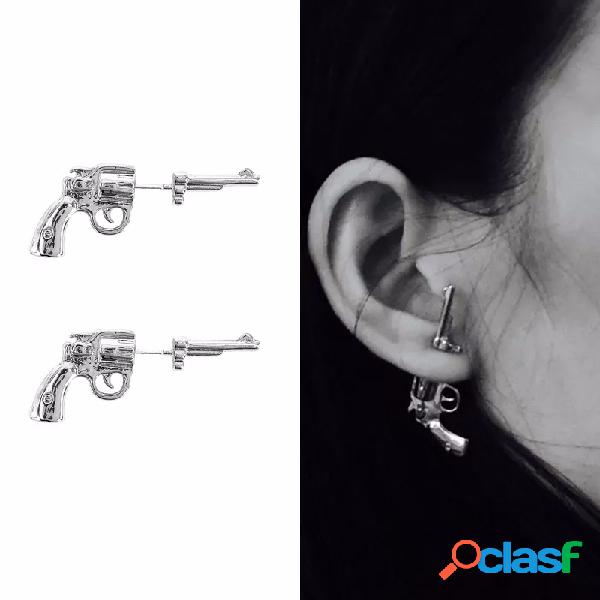 Punk Unisex Silver Gold Color Gun Stud Earrings 925 Sterling