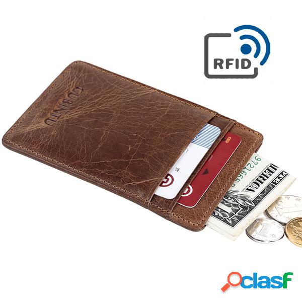 RFID Antimagnetic Couro Genuíno Carteira 5 Card Slots Card