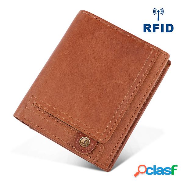 RFID Antimagnetic Couro Genuíno Multi-slot Coin Pocket