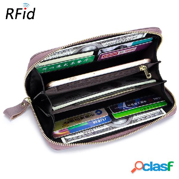 RFID couro genuíno 6inch saco de telefone alta capacidade