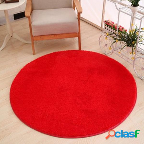 Red Round Shaggy Rug Long Hair Faux Fur Tapete de tapete de