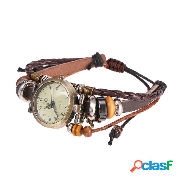 Relógio-pulseira Quartz Vintage De Madeira De Turquesa Com