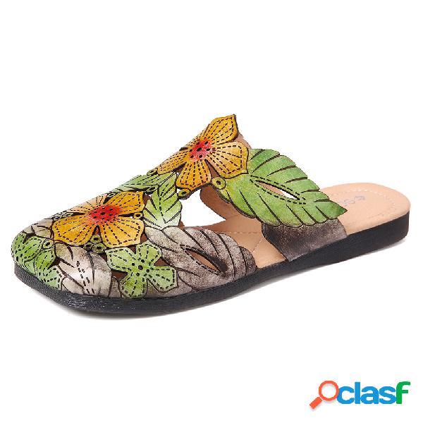 Retro bohemia emenda floral folhas Soft chinelos de cabeça