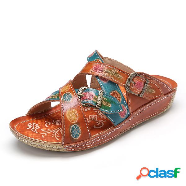 Retro fivela de metal decorativo em relevo floral costurado