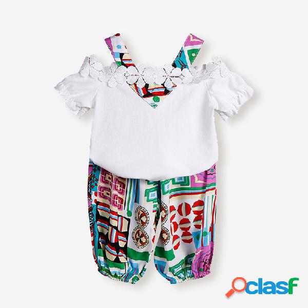 Retro mangas curtas da menina roupas casuais terno para 1-8y