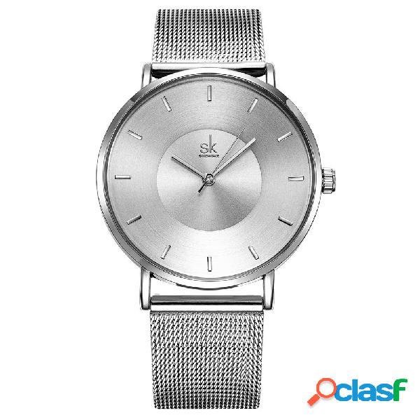 SK Moda Quartz Relógio de Pulso Round Dial Simples