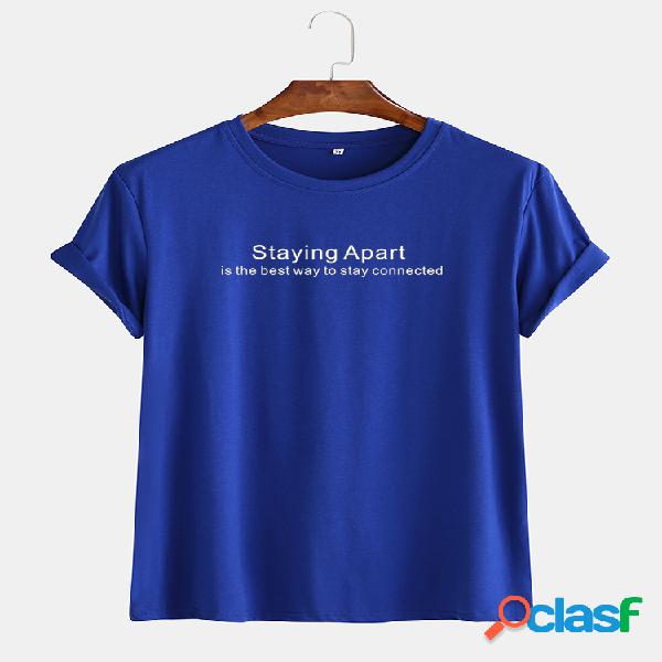 Slogan da moda para homens impresso camisetas de manga curta