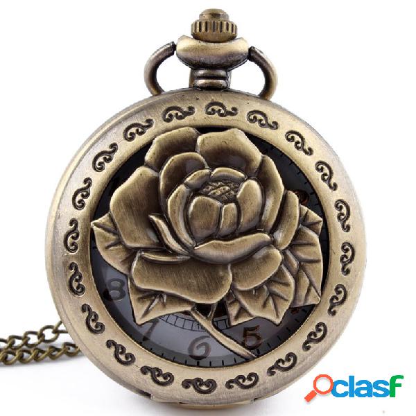 Steampunk 3D Rose Flower Hollow Antique Pendant Chain