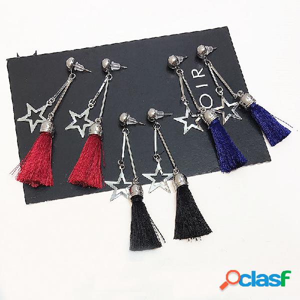 Sweet Five-Pointed Star Tassel Earrings