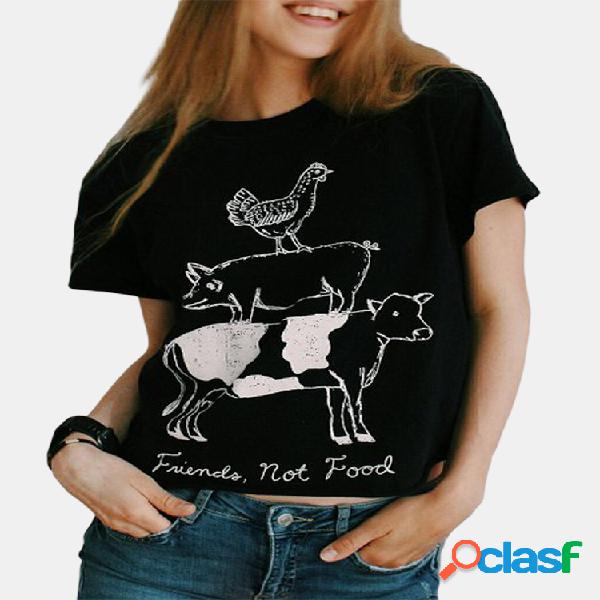 T-shirt de mangas curtas com estampa de animais para