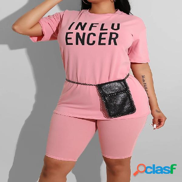 T-shirt estampado de duas peças para mulheres