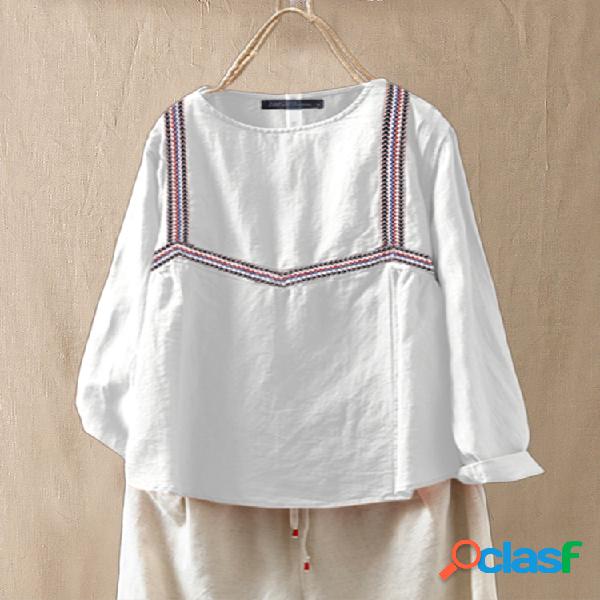 T-shirt manga comprida com pregas Plus