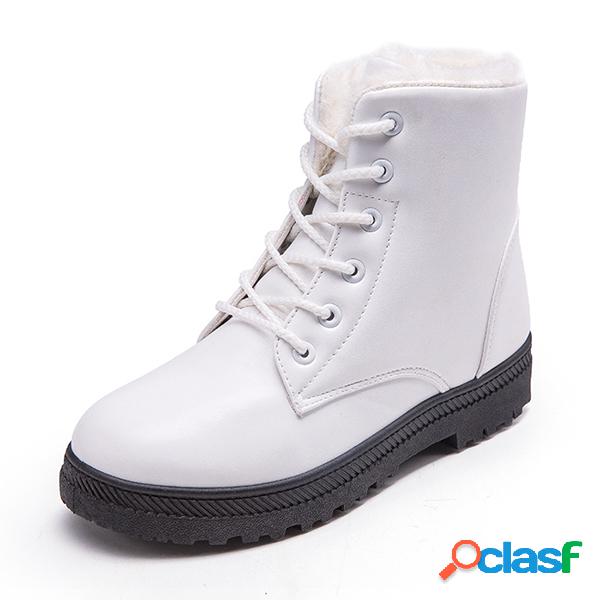 Tamanho Grande Lace Up Casual Ankle Boots