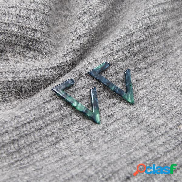 Temperamento Retro Irregular Verde Acrílico Brincos Stud