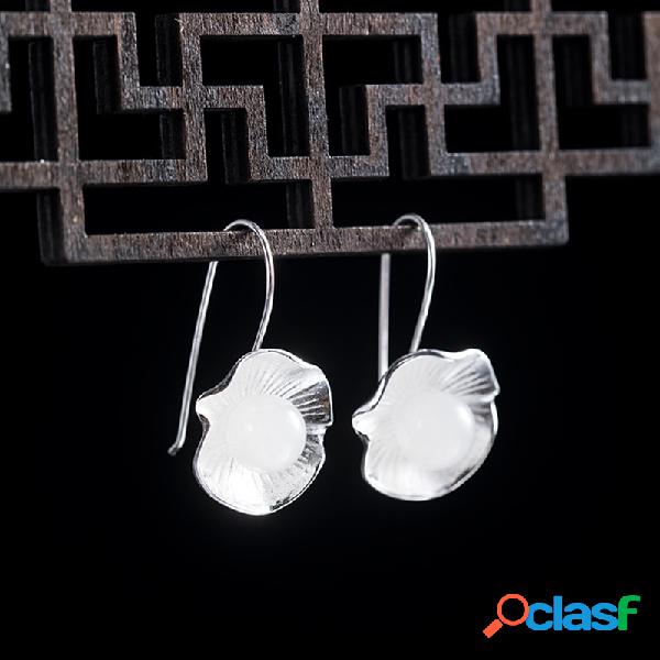 Temperamento em Prata S925 do vintage Brincos Conta Redonda