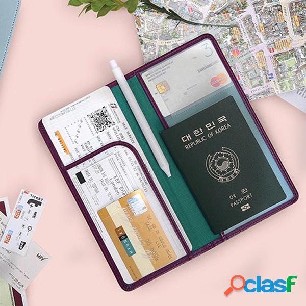 Titular de passaporte de couro viagens bilhetes cartões