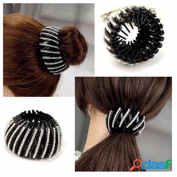 Trendy Acrylic Ball Head Hair Claw simples strass