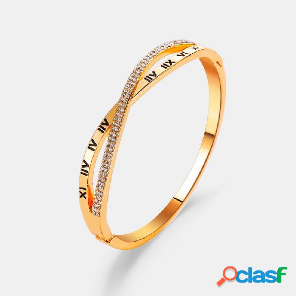 Trendy Metal Temperament Pulseira de strass cruzada