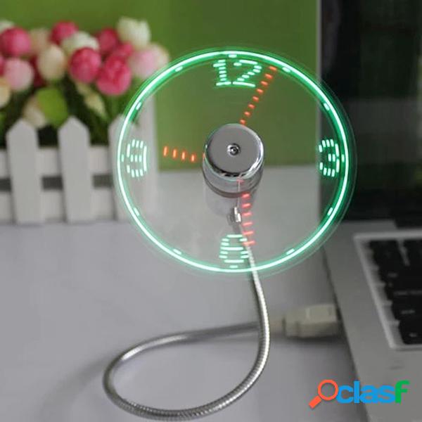 USB Luminous Ventilador LED True Clock Fan Mini criativo