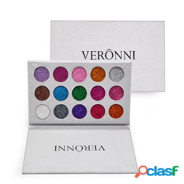 VERONNI 15 Cores Glitter Sombra de olhos Paleta Diamond