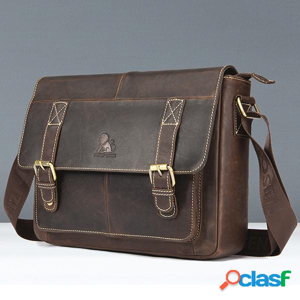 Vintage Couro Genuíno Negócios Crossbody Bolsa Para Homens