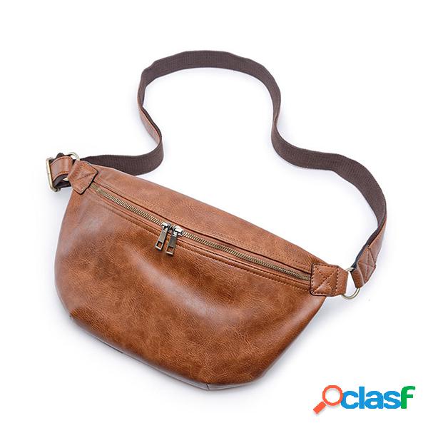 Vintage PU Leather Casual Sling Bag Bolsa de cintura