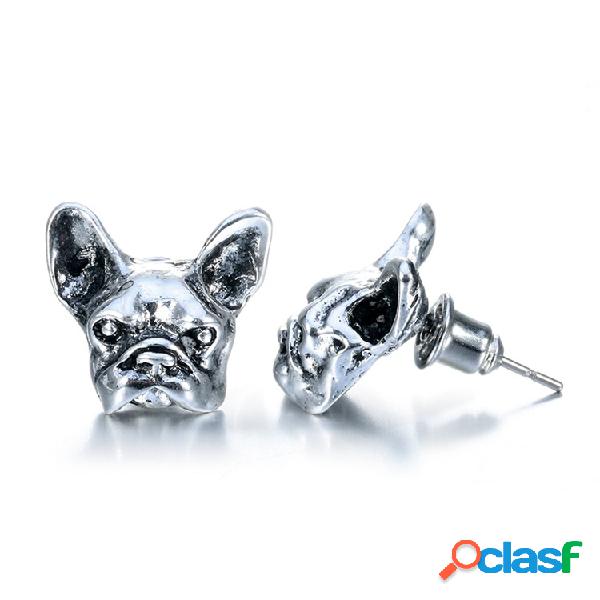 Vintage Unisex Bulldog Stud Earrings Cute Pet Animal Brincos