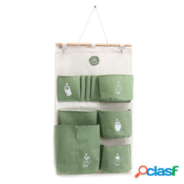 Wall Hanging Linen 3 Pocket Simple Style Storage Bag
