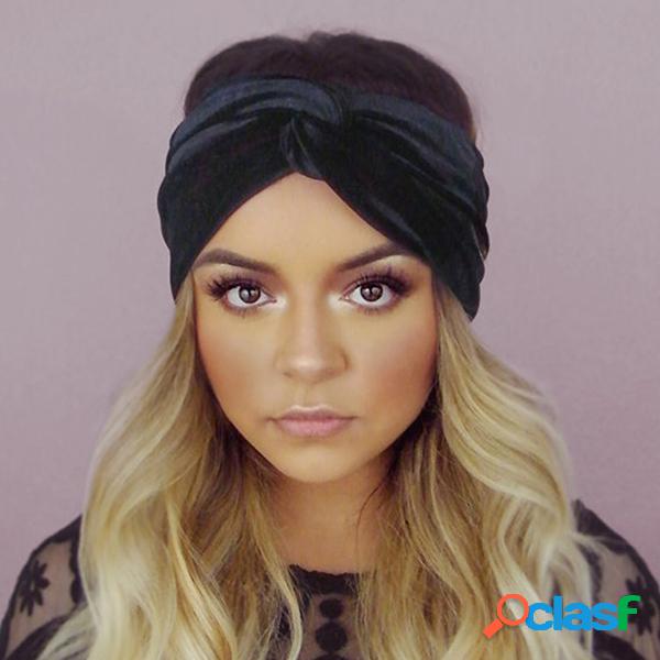 Womens Cross Velvet Cabeça Elástica Banda Cabelo