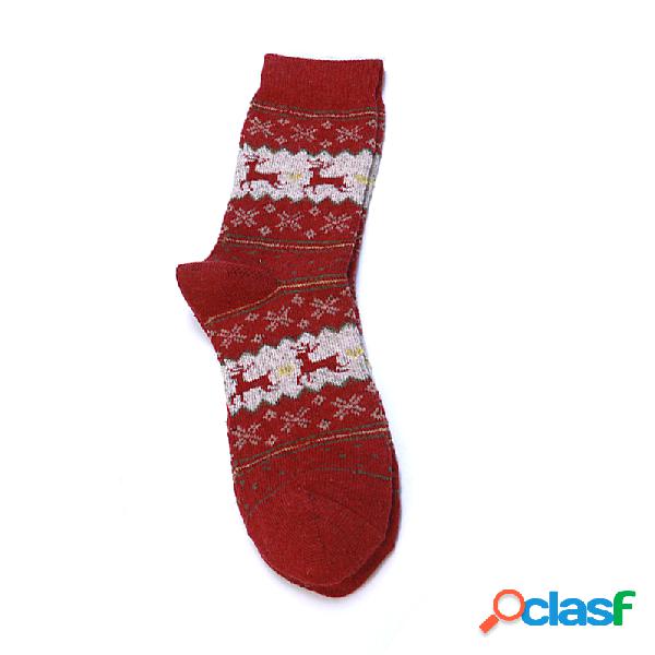 Womens Thicken Warm Santa Meias de Natal Elk Christmas Socks