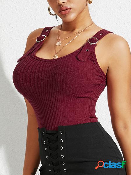 YOINS Borgonha alças ajustáveis Scoop Neck Knit Cami