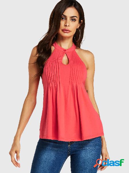 YOINS Watermelon Red Cut Out Halter Sleeveless Top
