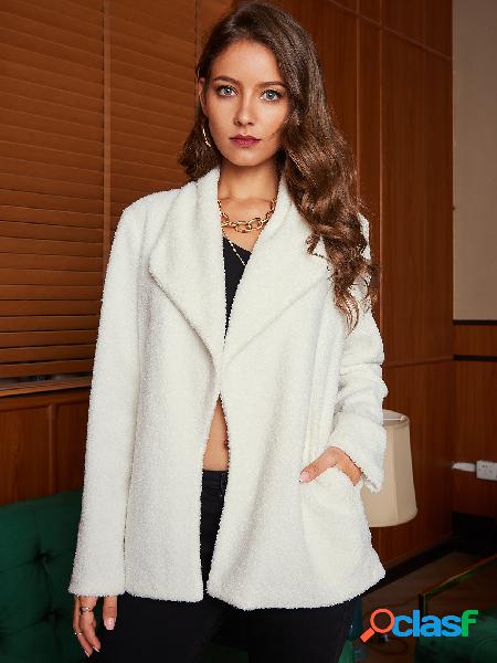 YOINS White Side Pockets Lapel Collar Long Sleeves Teddy