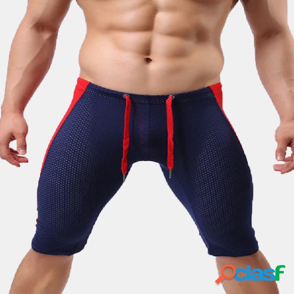 Yoga Running Sport Mesh Drawstring Stitching Quick Dry Swim