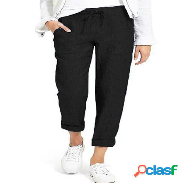 ZANZEA Drawstring Waist Pants With Side Pockets