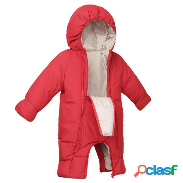 Zipper Fly Thick Down Unisex Baby Warm Jumpsuit Casacos Para