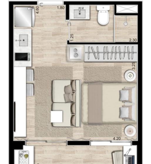 Apartamento para venda com 26 metros quadrados com 1 quarto