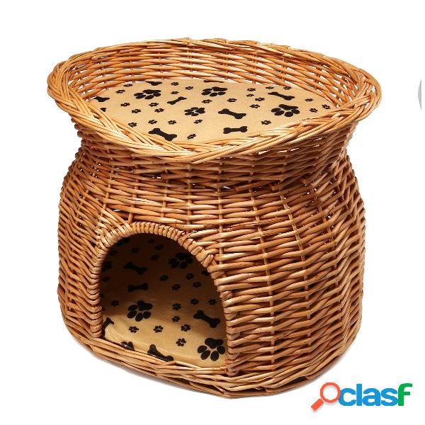 2 camadas de vime cama de gato cesta pet pod casa dormindo