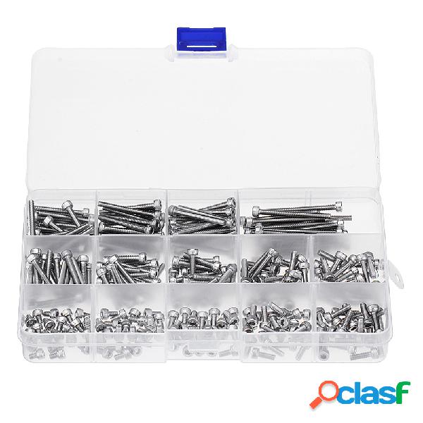 280 Pcs M3 304 Aço Inoxidável Hex Soquete Cap Parafuso