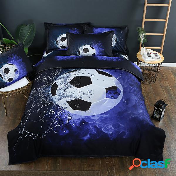 3 pcs de futebol doona colcha capa conjunto de cama fronhas