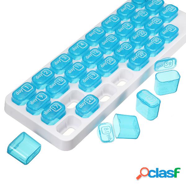 31 Compartimento Mensal Pill Pods Lembrete Azul Claro