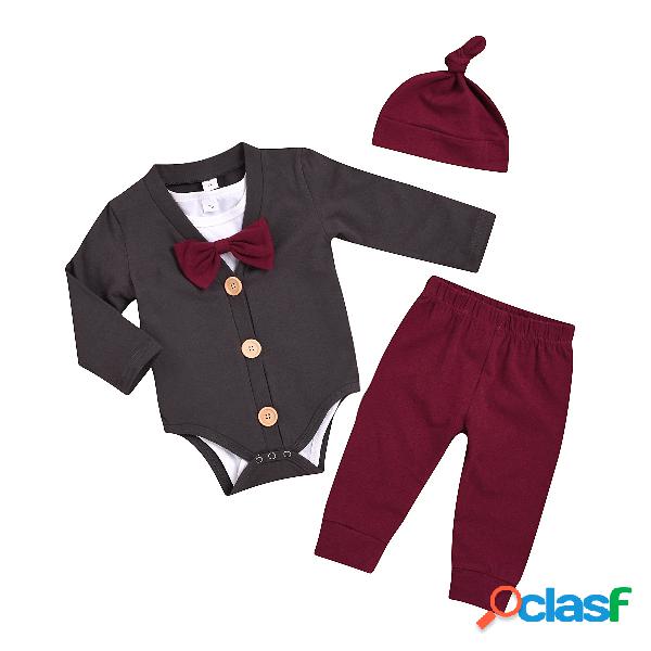 4pcs bebê meninos cavalheiro mangas compridas macacão