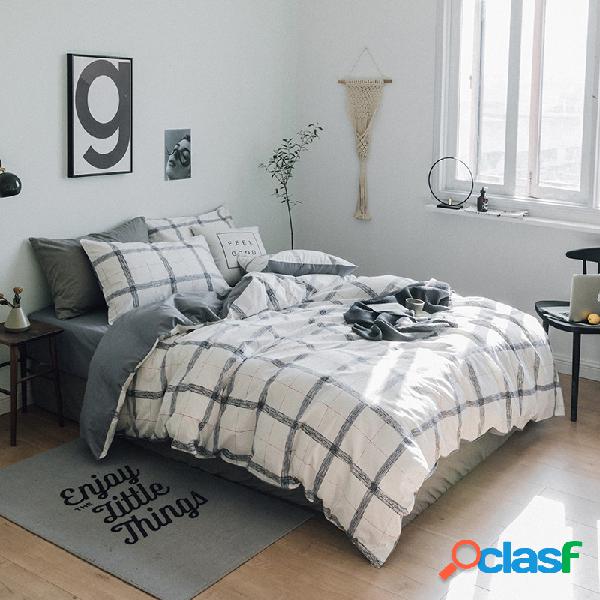 4pcs conjuntos de cama de algodão simples estilo