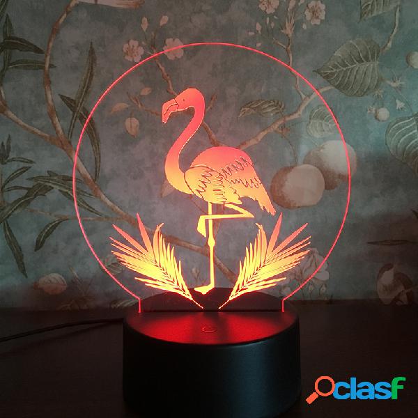 A noite do diodo emissor de luz do flamingo 3D ilumina a