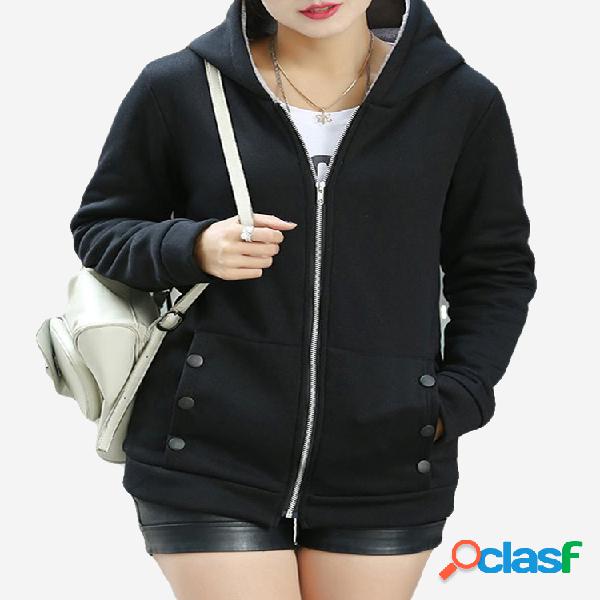 Além de veludo acolchoado Hoodies quente Sweatershirt